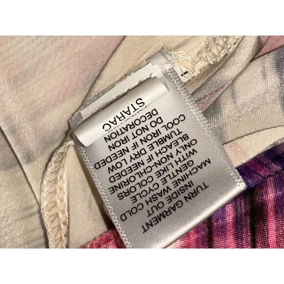 One World Womens Micro Jersey Printed Flutter Sleeve Embellished Keyhole Top - Picture 11 of 12